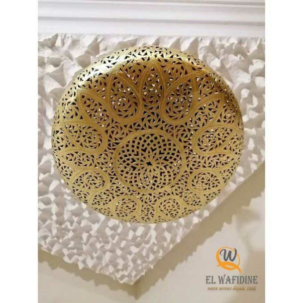 Lustre marocain rond disque  décoration en cuivre
