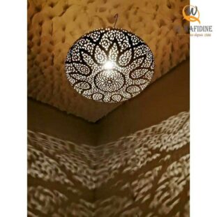 Lustre marocain rond disque  décoration en cuivre