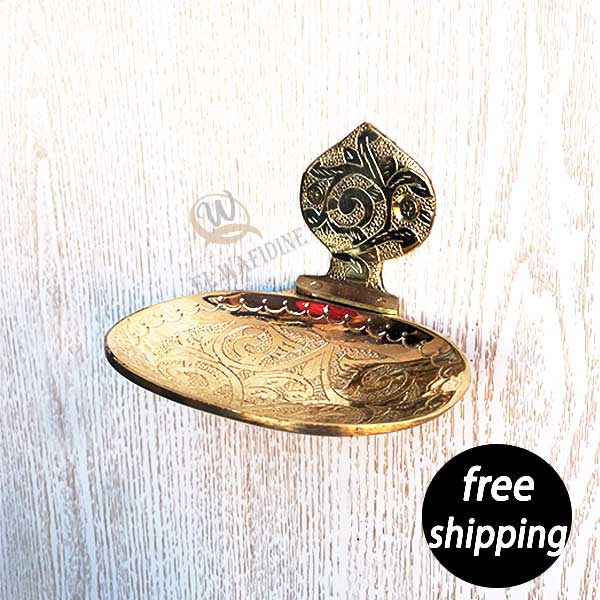 Wall-mounted soap dish carved in solid brass