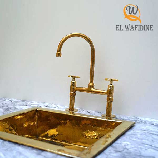 Bridge Kitchen Faucet, Solid Brass, Unlacquered