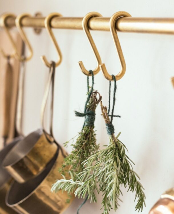 Unlacquered Brass Pot Rack Wall Mount For Kitchen
