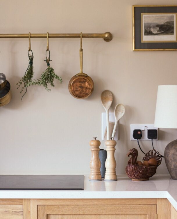 Unlacquered Brass Pot Rack Wall Mount For Kitchen