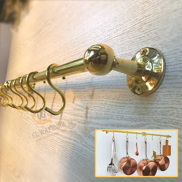 Pan Rack or holder Hooks – Unlacquered Brass Pot Rack Wall Mount For Kitchen